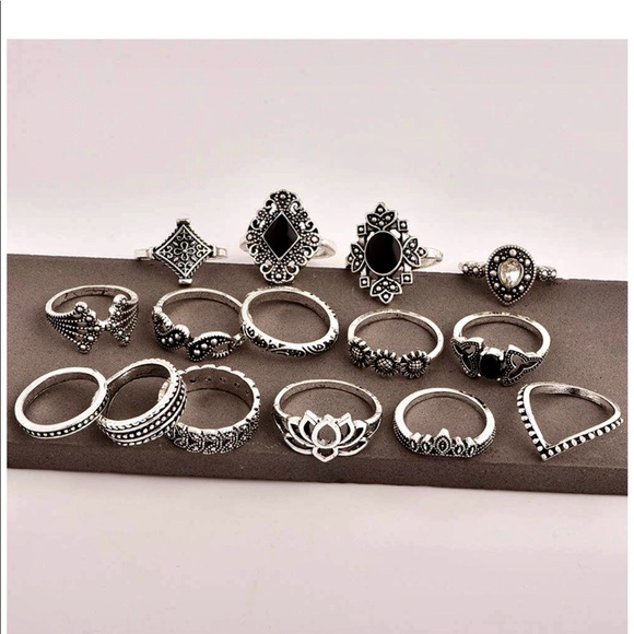 Buy2 get1 free 15 various sizes bohemian rings - Picture 2 of 2